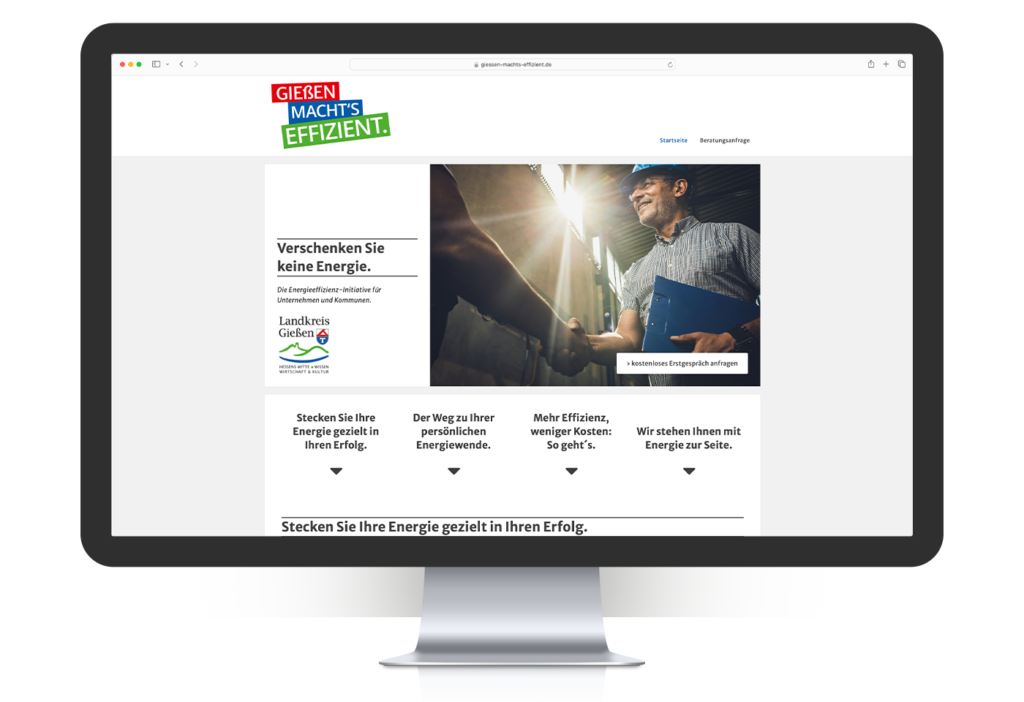 Wordpress-Website für die Energieeffizienz-Initiative des Landkreises Gießen "Gießen macht's effizient" inklusive responsivem Webdesign